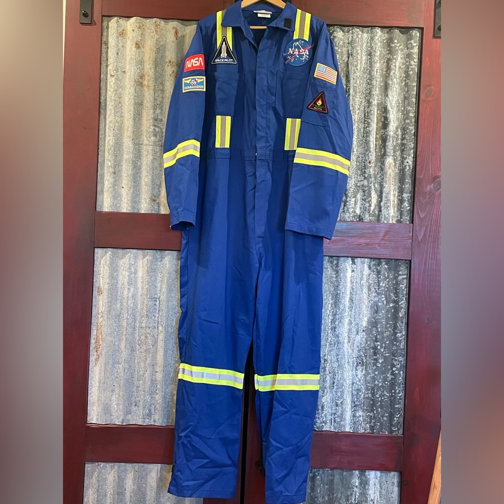 H2C Flame Resistant 3M Reflective Coverall NASA Space Suit Costume W/Patches (L)